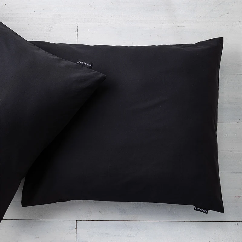 Kussenslopen Percale Katoen: 2-PACK - Zwart Presence