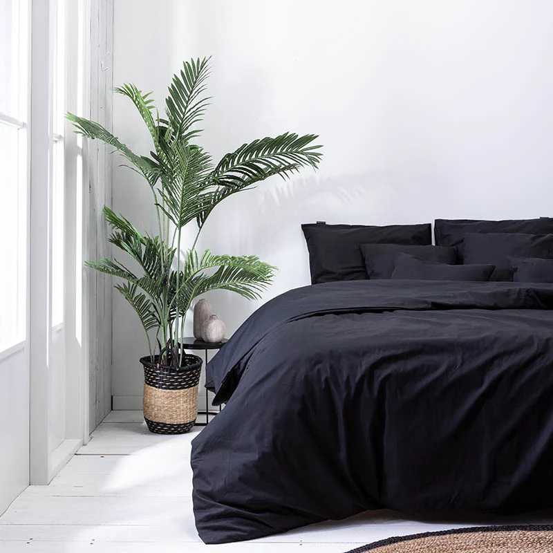 Kussenslopen Percale Katoen: 2-PACK - Zwart Presence
