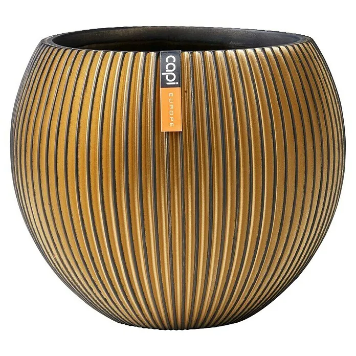 Capi Europe Binnenpot, rond Groove Gold collectie - Buitenmaat - Ø x h: 18 x 15 cm, Goud, Polyestervezel