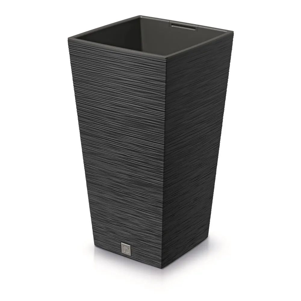 Decoratieve Prosperplast Furu vierkante bloempot met inzet DFSH200-S433 - antraciet kleur