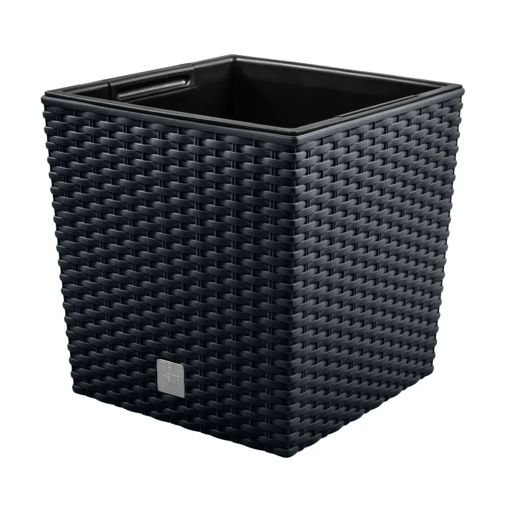 Weerbestendig Zwaar Rotan Bloempot met Prosperplast Rato Low inzet DRTS325L S433 antraciet