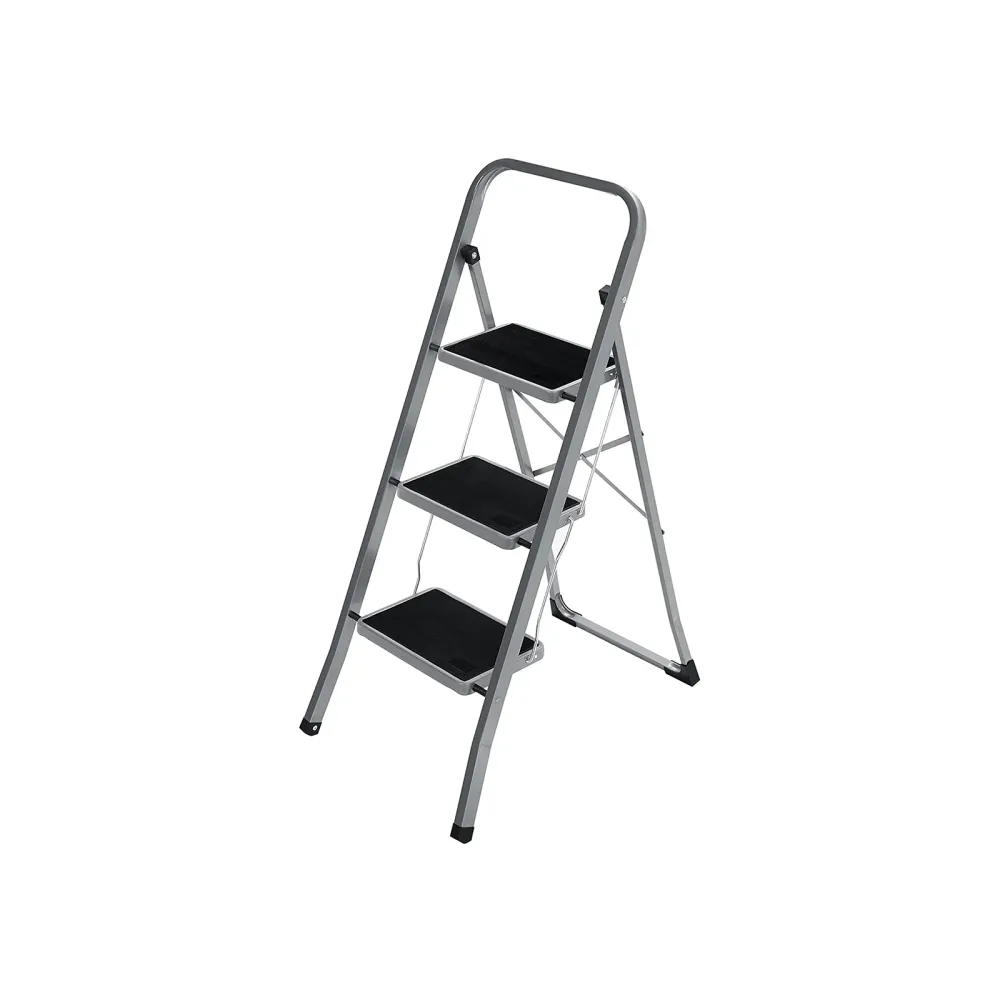 Trapladder met 3 treden grijs-zwart SONGMICS