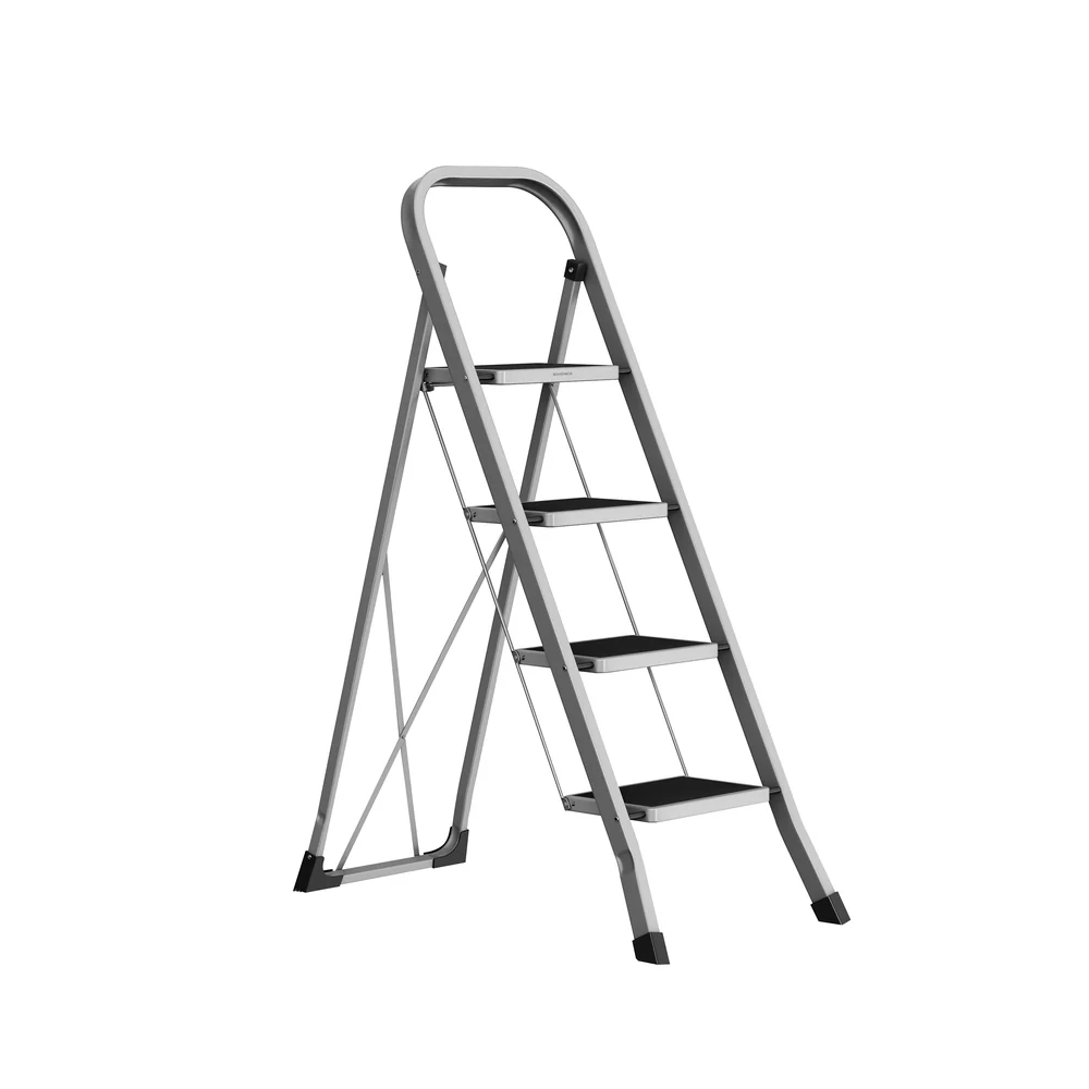 Trapladder met 3 treden grijs-zwart SONGMICS
