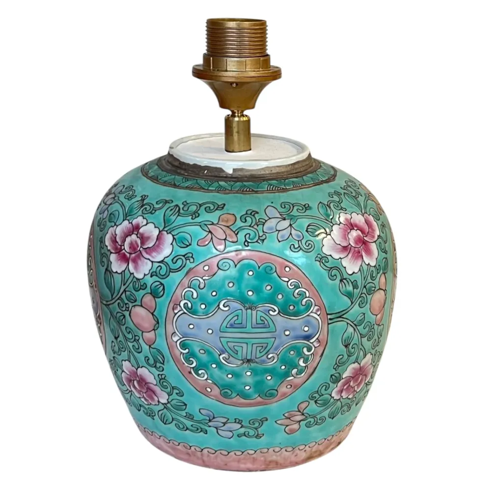 Lampenvoet gemberpot turquoise bloem Studio Limonada