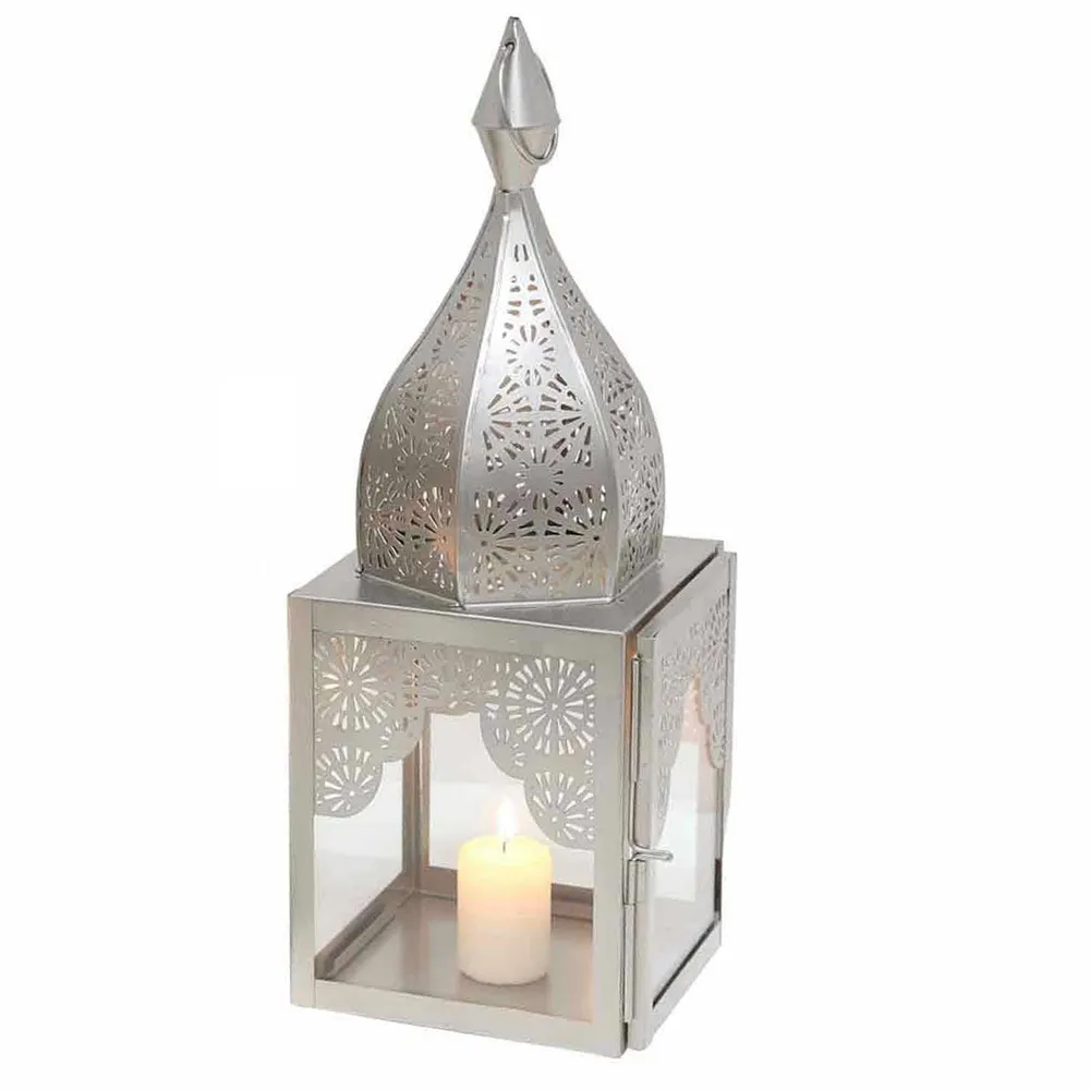 Oosterse windlicht Modena zilver M