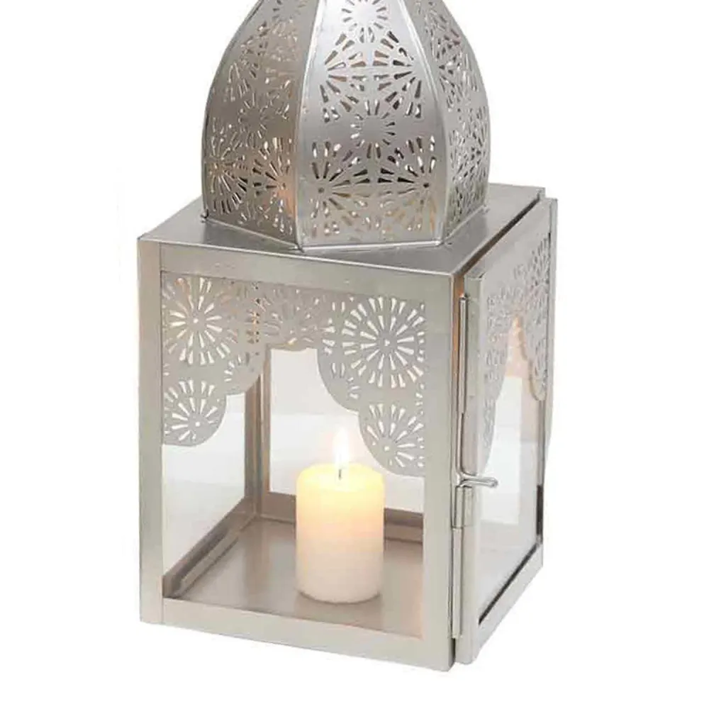 Oosterse windlicht Modena zilver M