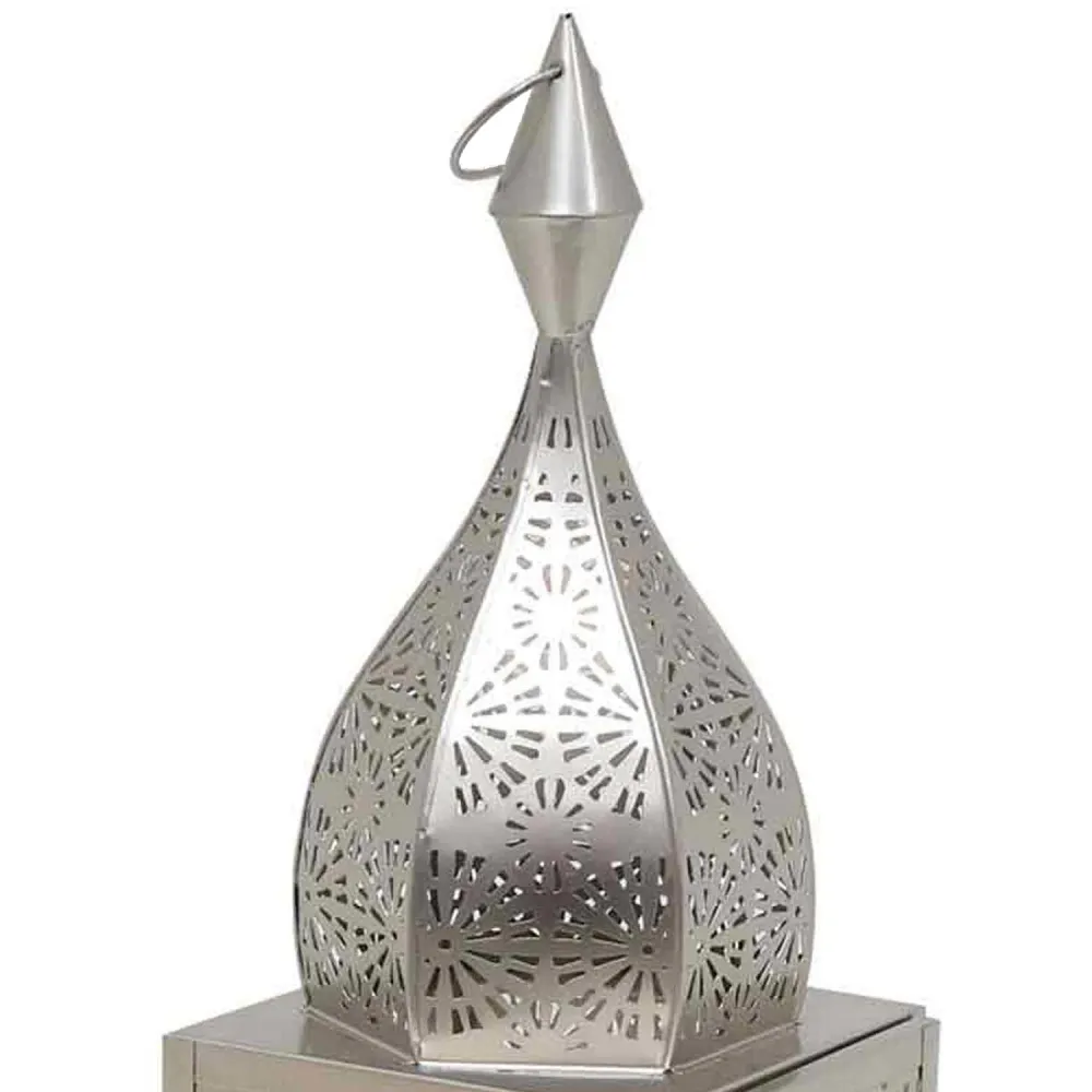 Oosterse windlicht Modena zilver L