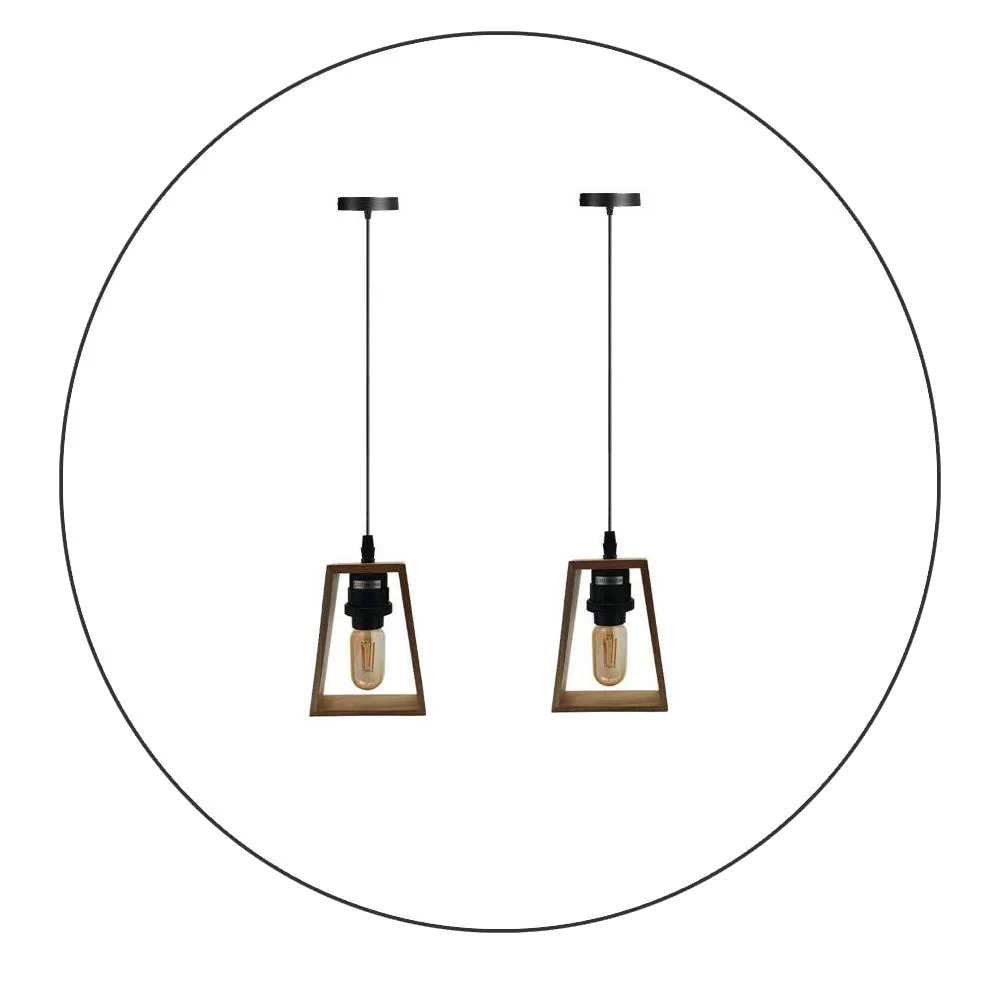 2-pack moderne plafondlampfitting houtstijl, hanglampset ~ 2304 LEDSone UK Ltd