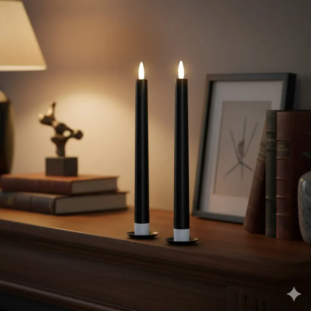 LED dinerkaarsen - Set van 2 - Zwart Home bound