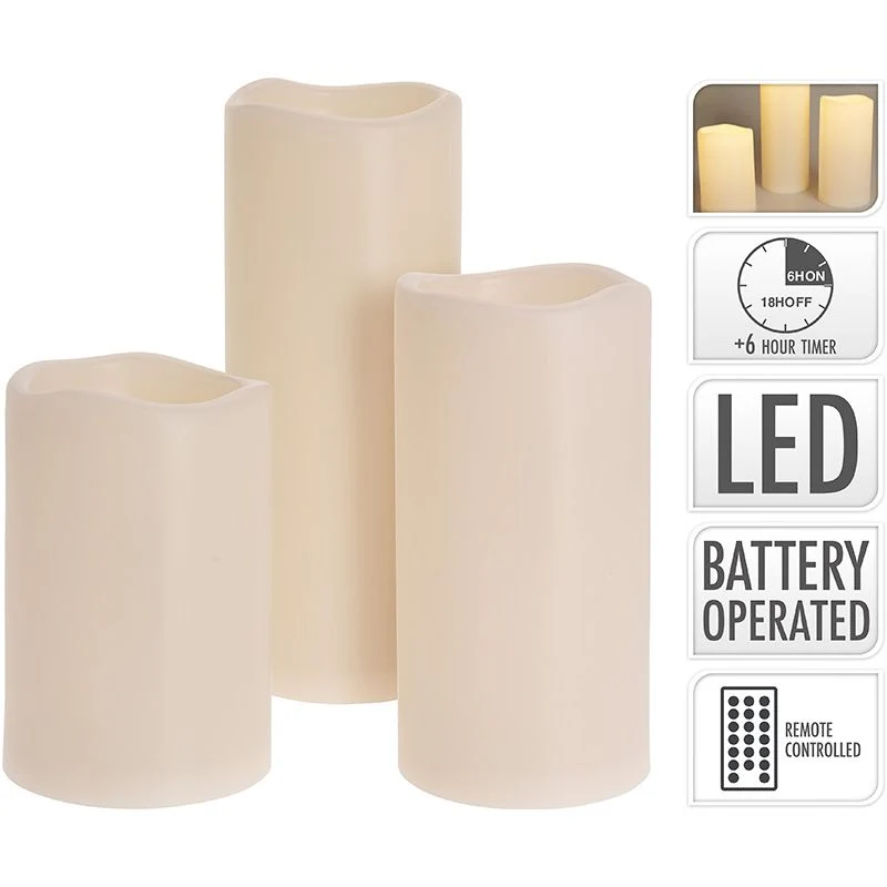 Led Kaarsen - Geschikt Voor Buiten - Met Timer - Set Van 3 Marcels Webwinkel
