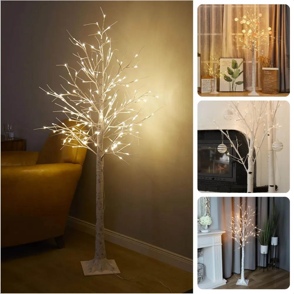Cheqo® LED Lichtboom - Kerstbloesem - Kerstboom - Kerstversiering - Lichttakken - Kerstverlichting - 1.80m Berkenboom - Bi...