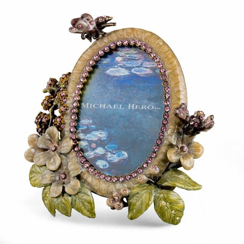 Michael Hero frame Romantic Gardens 3,8x6,4cm messing emaille kristallen 13CR-HT-2