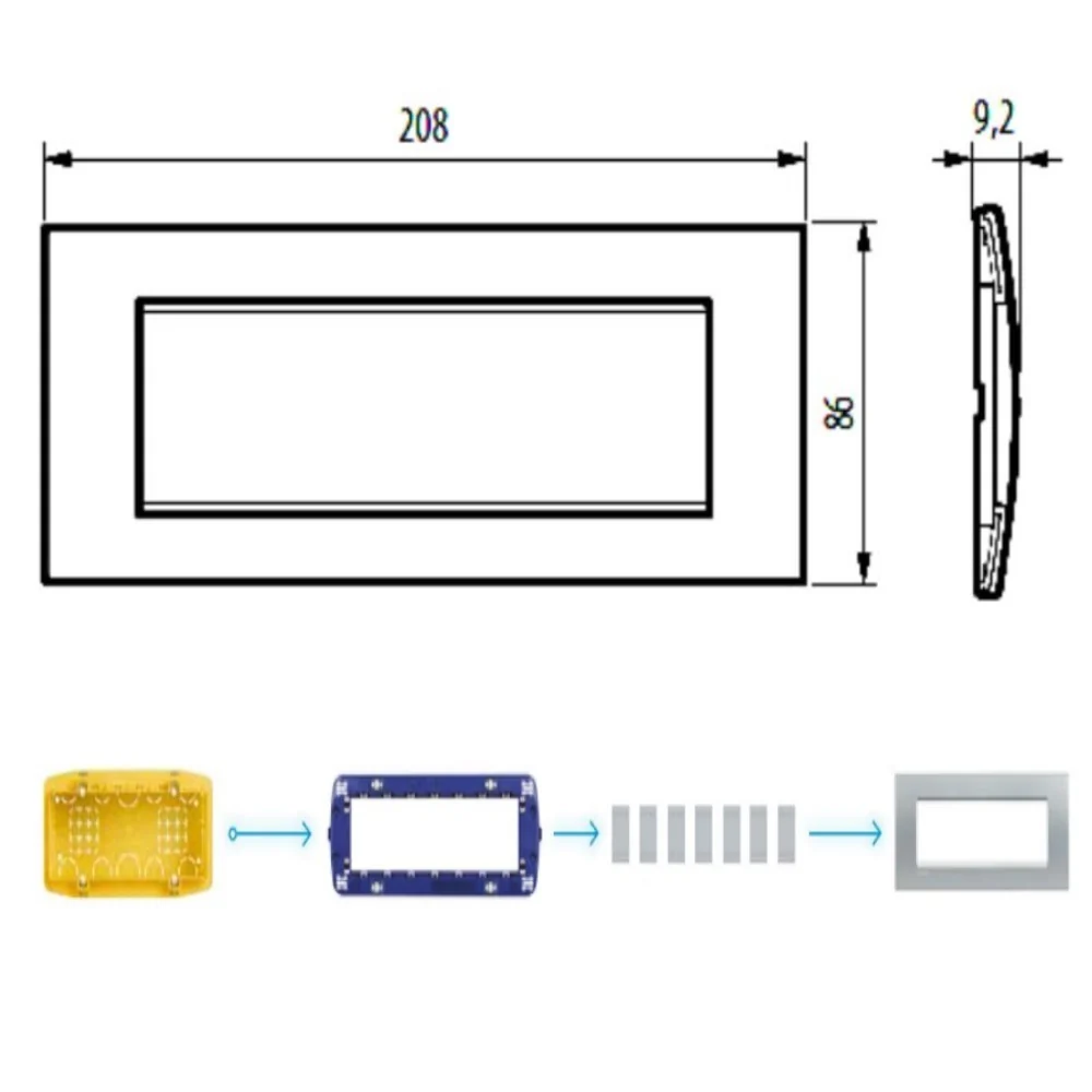 PLACA RECTANGULAR COLOR CLUB 7 MOD. LNA4807CB LIVING Y LIGHT LEGRAND