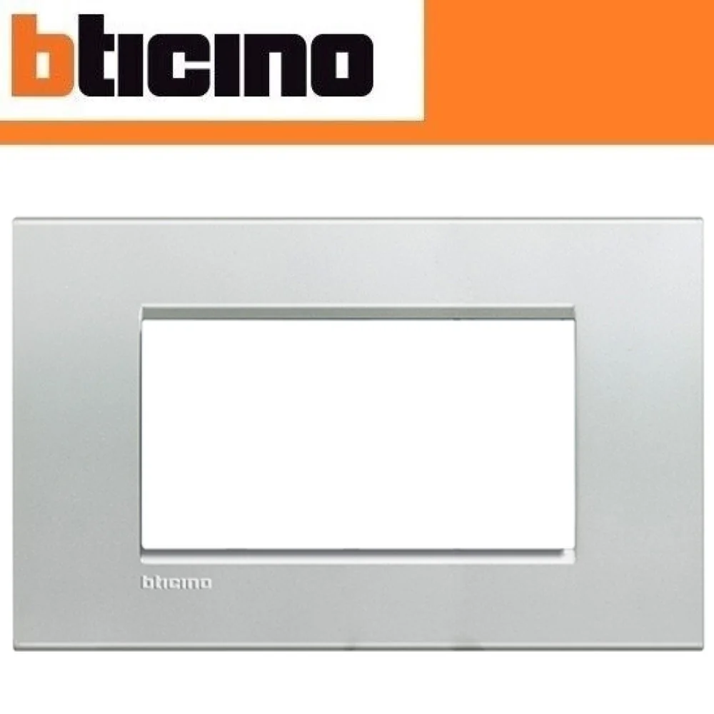 PLACA RECTANGULAR COLOR PLATA 4 MOD. LNA4804AG LIVING Y LIGHT LEGRAND