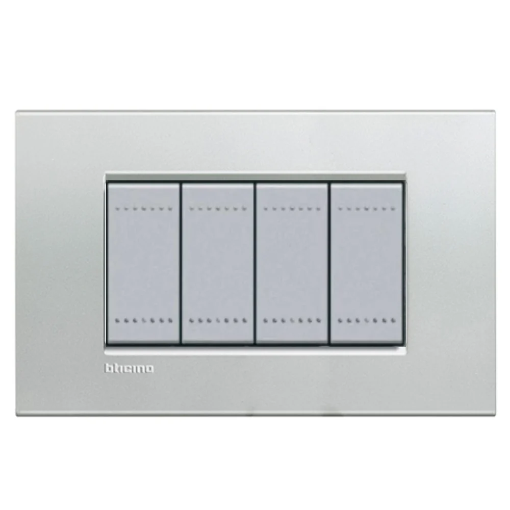 PLACA RECTANGULAR COLOR PLATA 4 MOD. LNA4804AG LIVING Y LIGHT LEGRAND