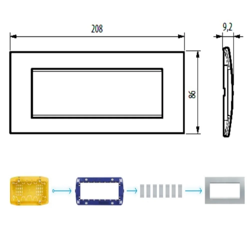 PLACA RECTANGULAR COLOR SQUARE 7 MOD. LNA4807SQ LIVING Y LIGHT LEGRAND