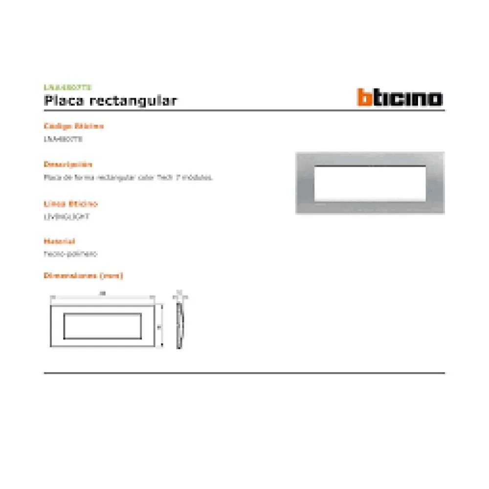 PLACA RECTANGULAR COLOR TECH 7 MOD. LNA4807TE LIVING Y LIGHT LEGRAND