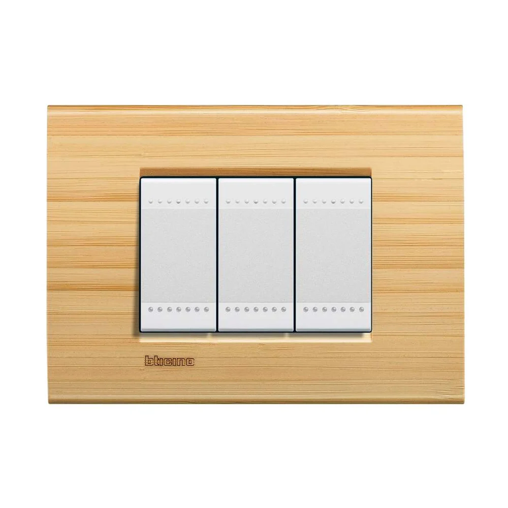 PLACA RECTANGULAR DE MADERA BAMBÚ 3 MOD. LNA4803LBA LIVING Y LIGHT LEGRAND