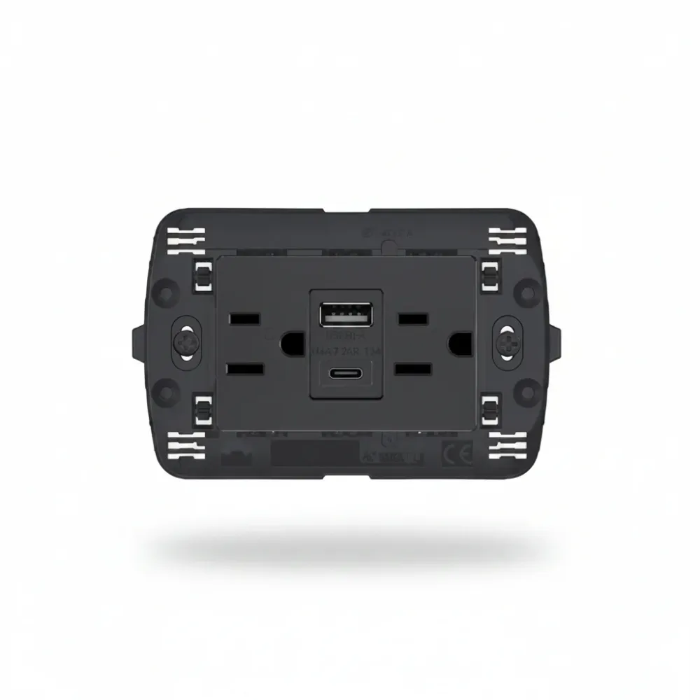 TOMA DE CORRIENTE DUPLEX 2P+T CON 2 USB +C COLOR ANTRACITA 3 MOD LEGRAND