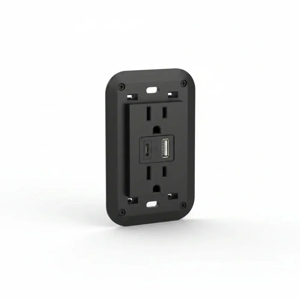 TOMA DE CORRIENTE DUPLEX 2P+T CON 2 USB +C COLOR ANTRACITA 3 MOD LEGRAND