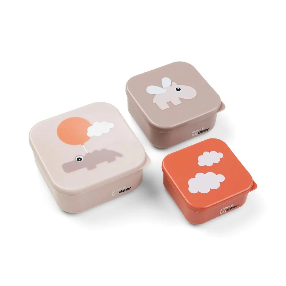 Done Deer Lunchbox 3 stuks Vrolijke wolken poeder