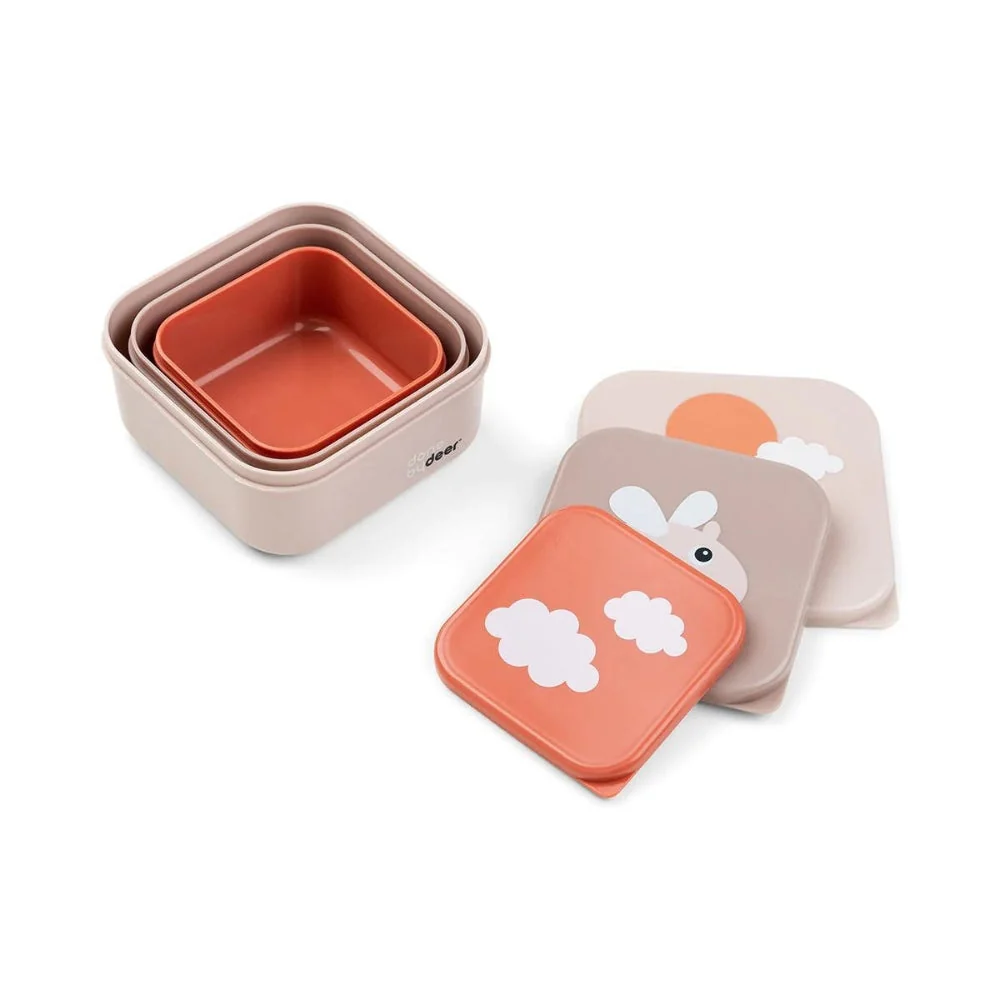 Done Deer Lunchbox 3 stuks Vrolijke wolken poeder