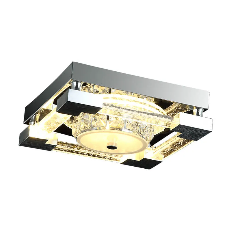 PLAFON CROMADO CRISTAL Y BURBUJAS 32W LED 3 CAMBIOS DE LUZ **SIN T.E.** LUZ VIC