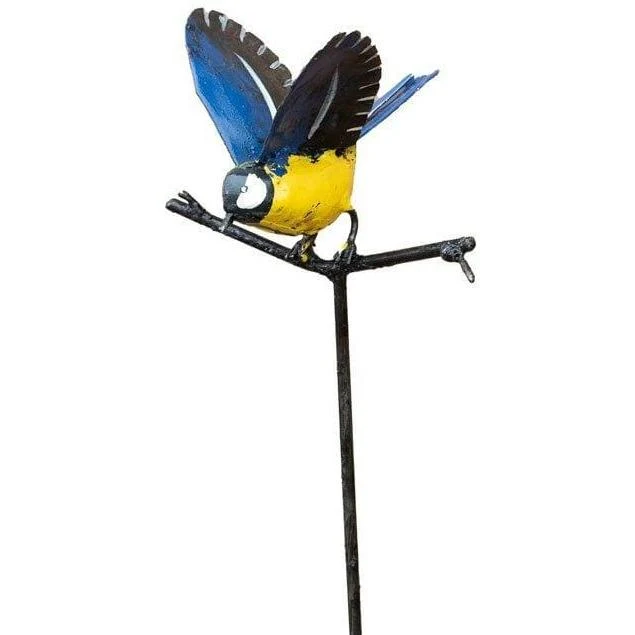 Tutor Chickadee wings open - Decoratieve vogel van gerecycled metaal Arrosoir & Persil