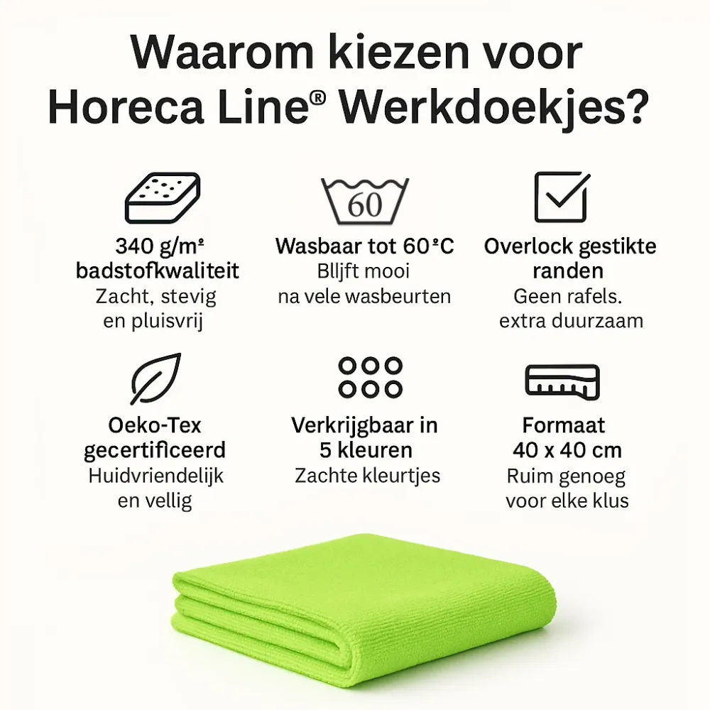 Microvezeldoeken 40x40 Horeca - Groen (10 Stuks)