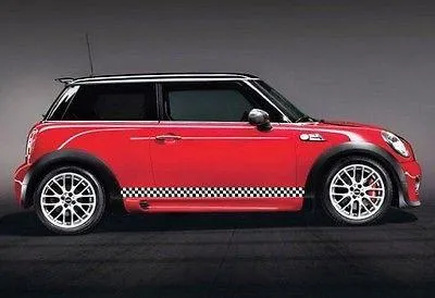 Mini Cooper Black/White Checkered Vinyl Stripes Side Rocker Panel Stripes