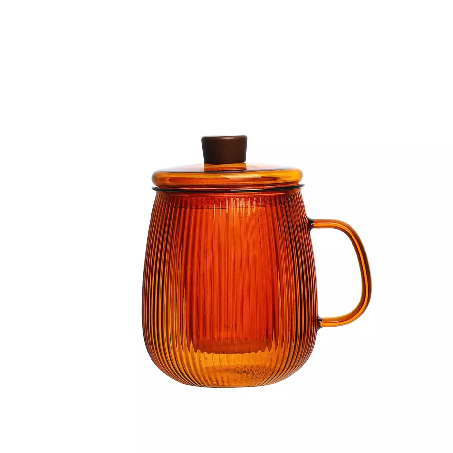 Theekop met filter 600ml donker oranje Pointvirgule