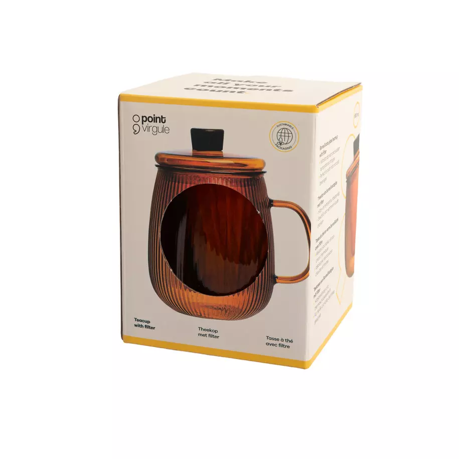 Theekop met filter 600ml donker oranje Pointvirgule