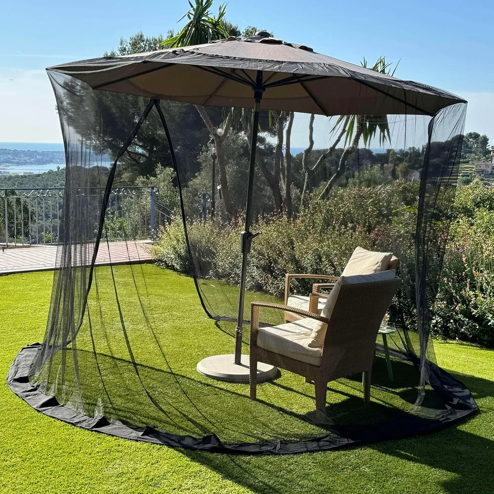 2.8 M Zwarte Parasol Klamboe | Buiten Terrasnet