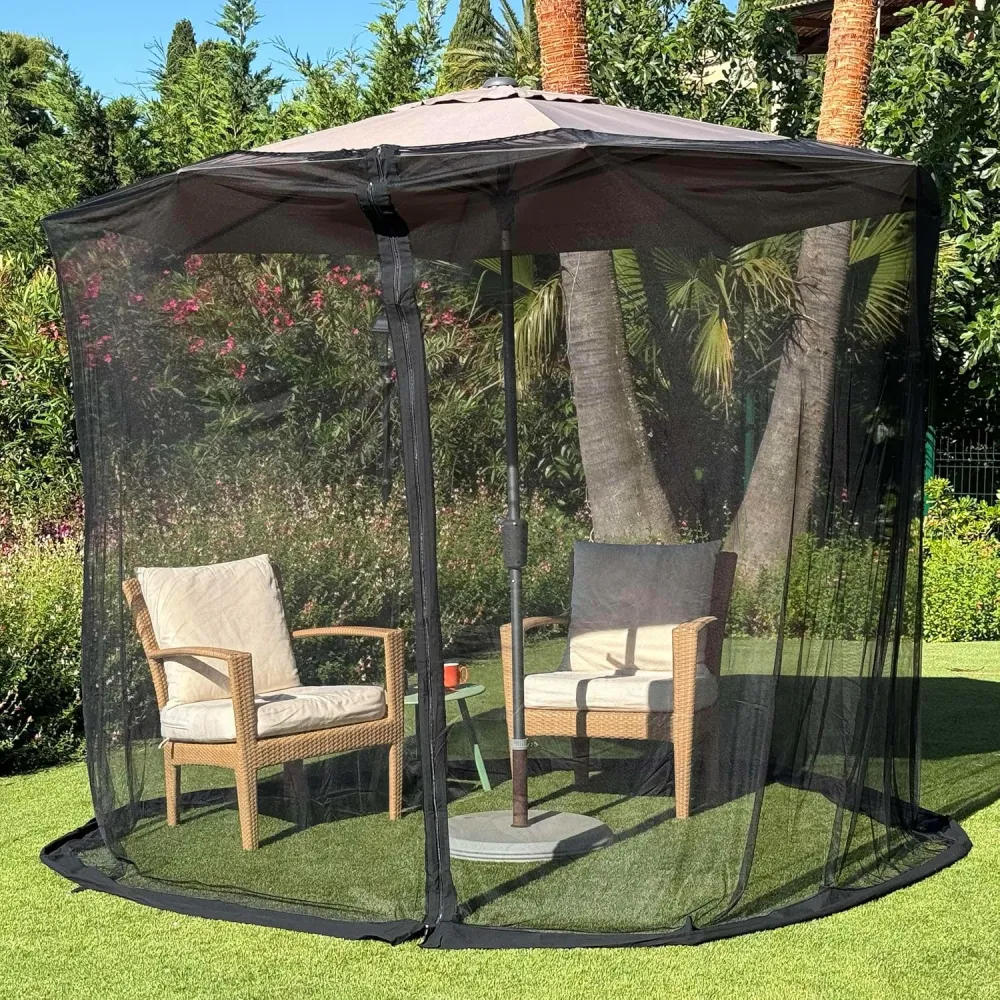 2.3 M Zwarte Parasol Klamboe | Buiten Terrasnet