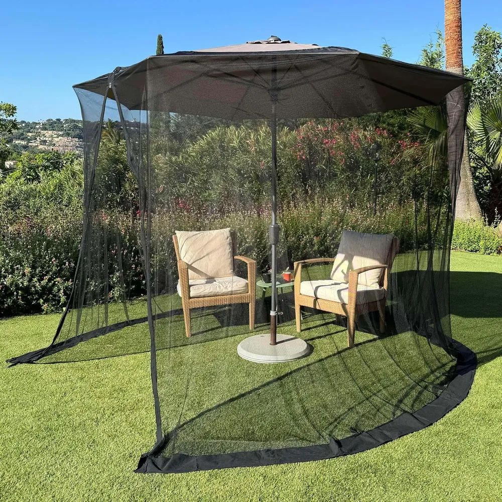2.3 M Zwarte Parasol Klamboe | Buiten Terrasnet