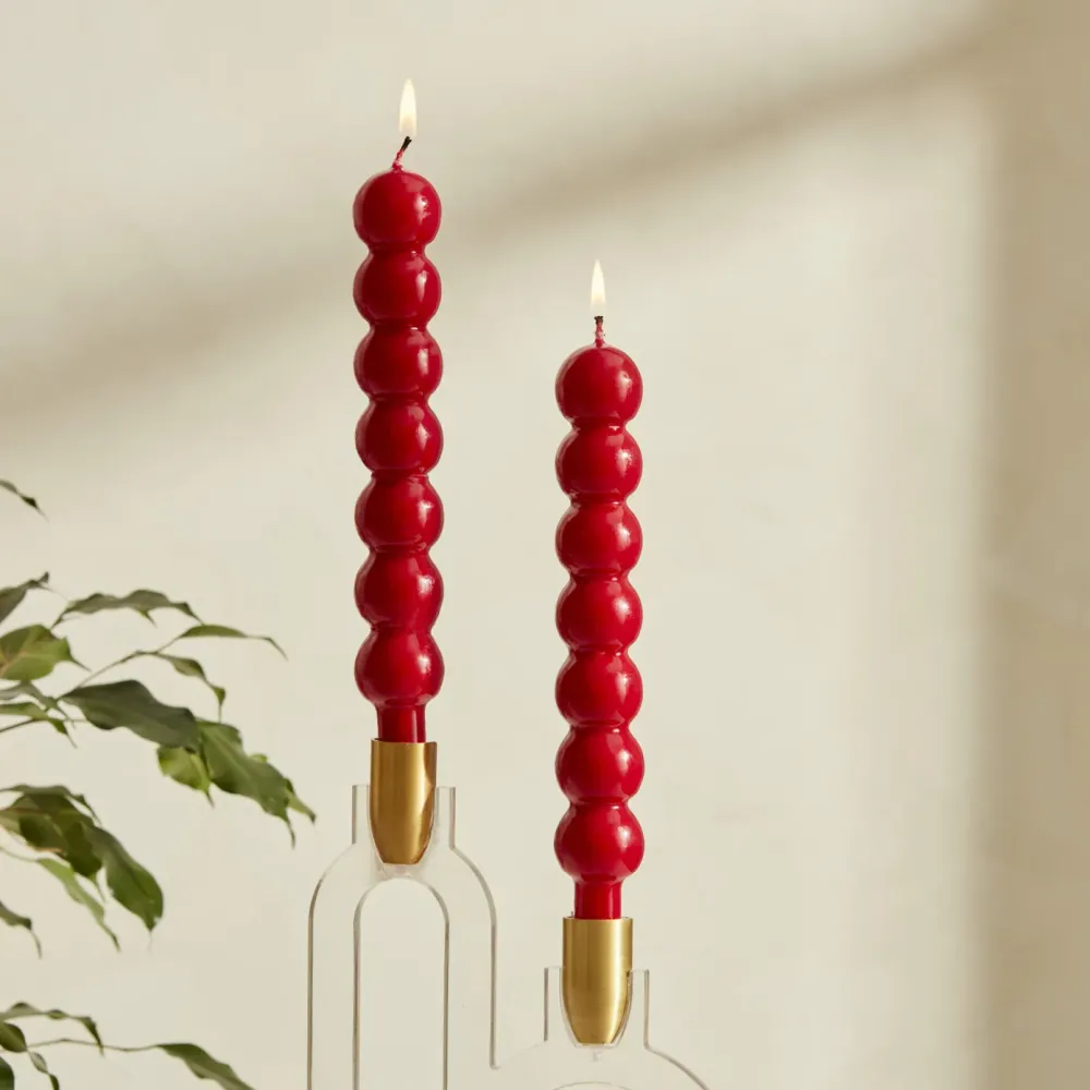 BUBBLE ŞAMDAN MUMU 2Lİ KIRMIZI KARACA HOME