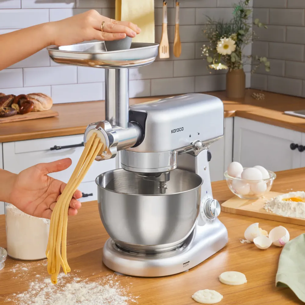 Karaca Multicast Plus Vleesmolen / Worstmaker / Kibbeh Koekjesopzetstuk / Deegkneedmachine Zilver 5L