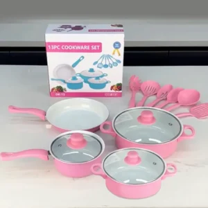 Juego De Olla Con salten 13 pieza Rosa SupliHogar