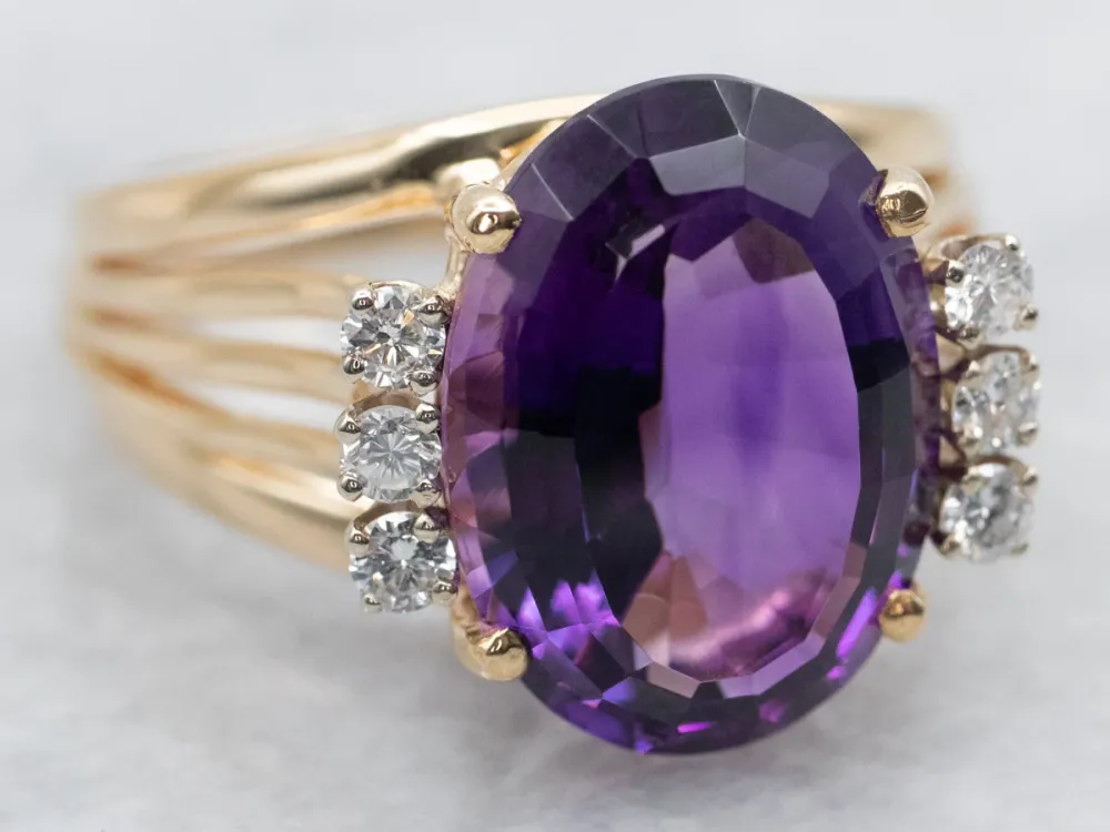 Amethyst and Diamond Ring met 4 Refills