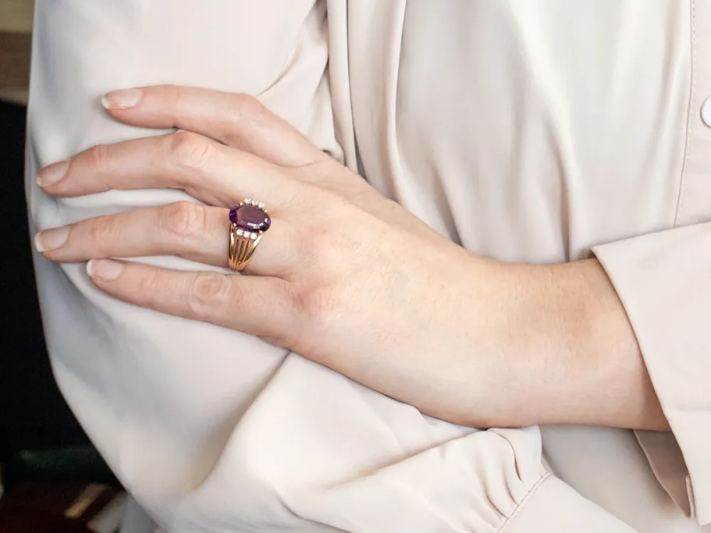 Amethyst and Diamond Ring met 4 Refills