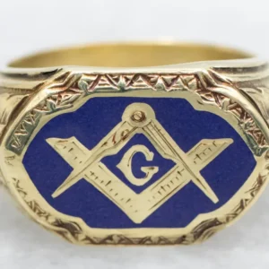Blue Enamel Masonic Ring
