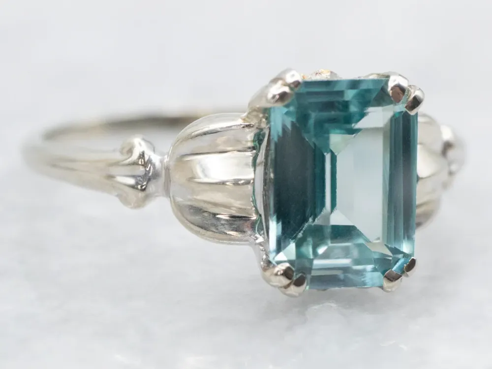 Blue Zircon Solitaire Ring
