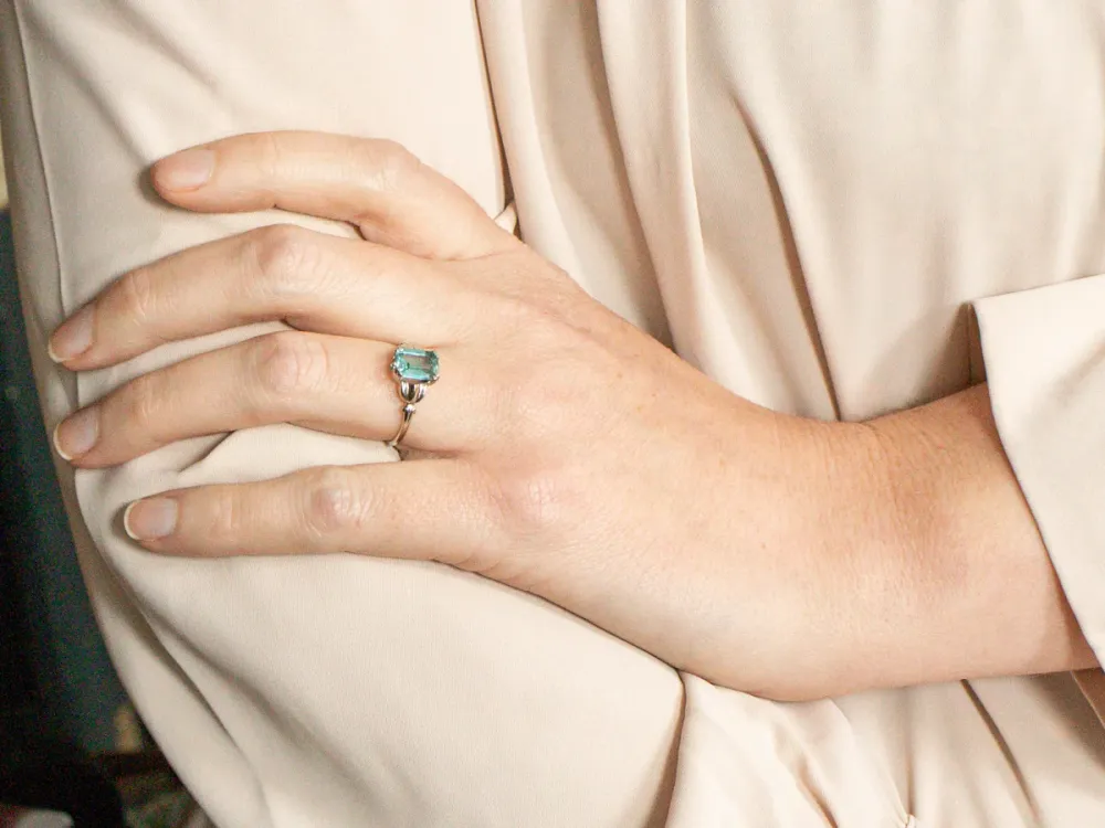 Blue Zircon Solitaire Ring