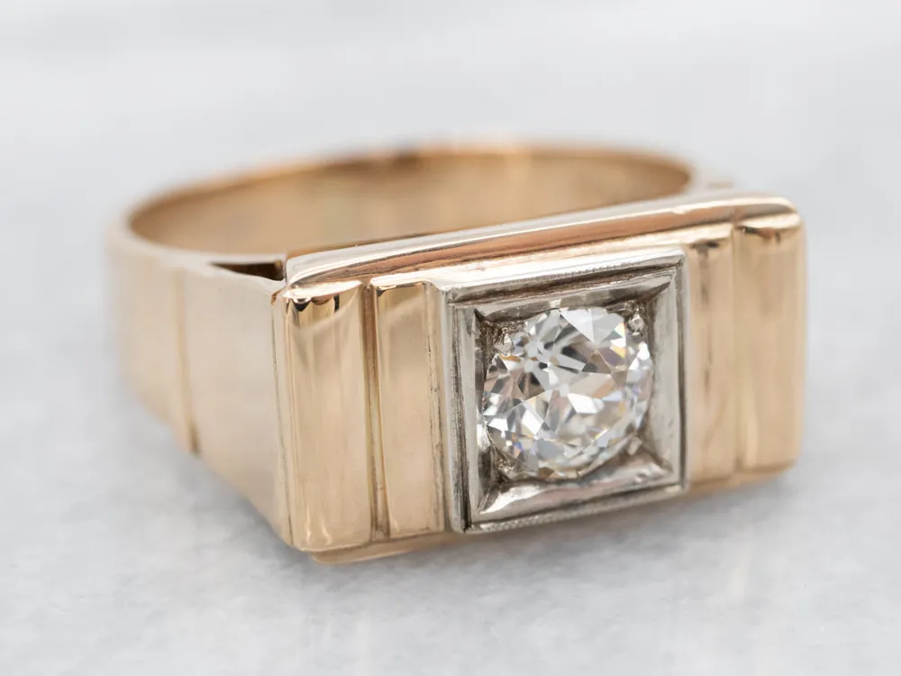 Bold European Cut Diamond Solitaire Ring met 4 Refills