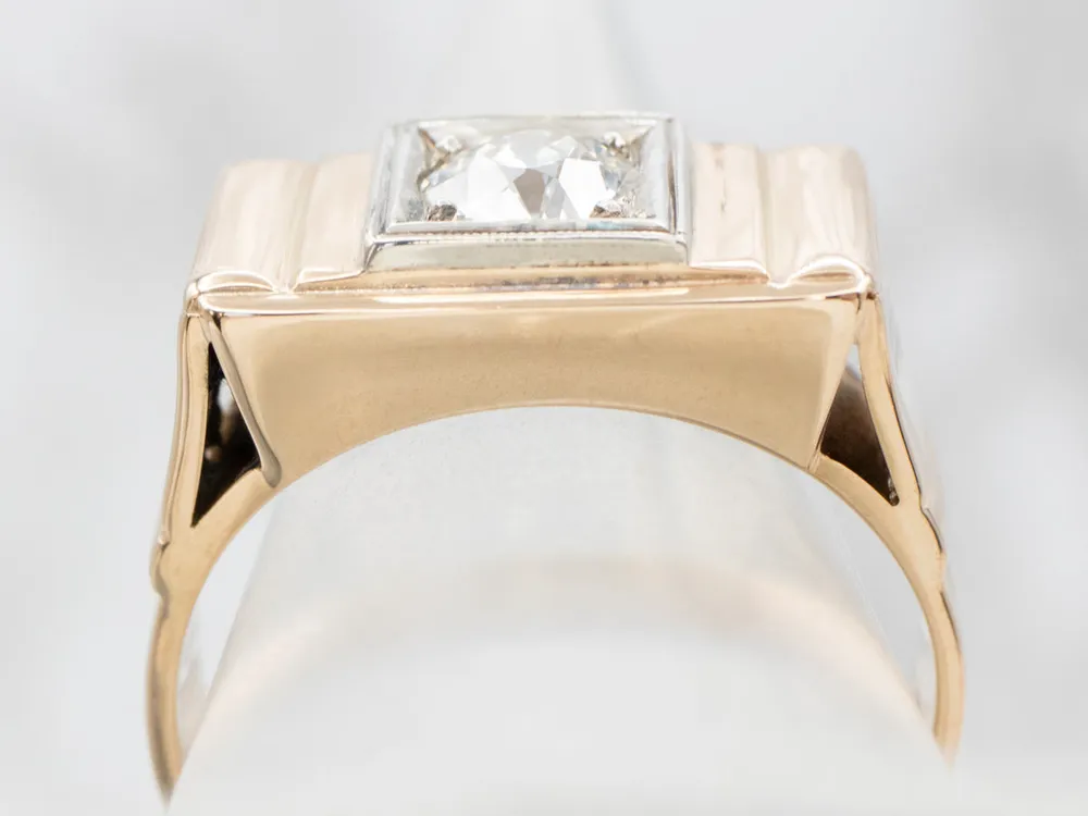 Bold European Cut Diamond Solitaire Ring met 4 Refills