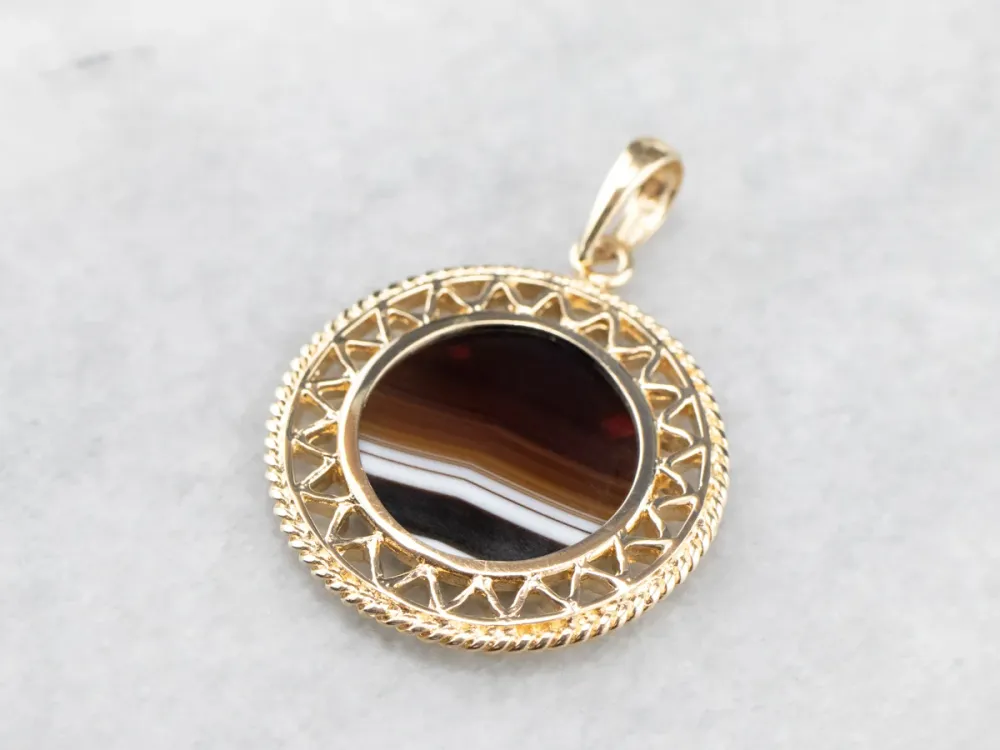 Certificeerde Mid Century Banded Agate Pendant