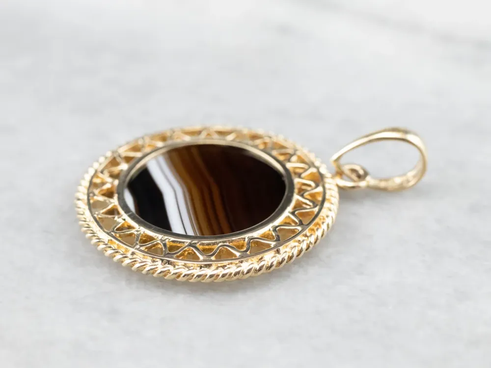 Certificeerde Mid Century Banded Agate Pendant