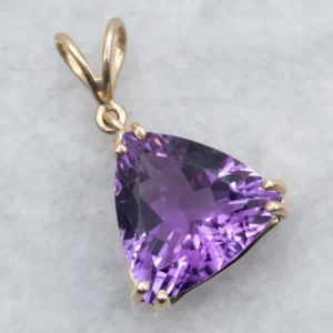 Certificeerde Trillion Cut Amethyst Solitaire Pendant