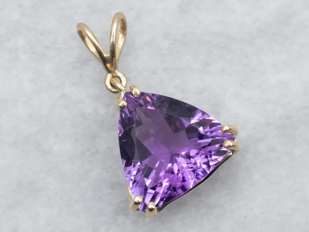 Certificeerde Trillion Cut Amethyst Solitaire Pendant