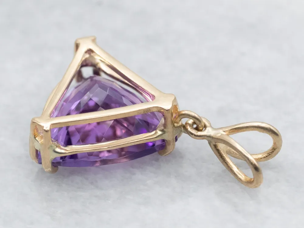 Certificeerde Trillion Cut Amethyst Solitaire Pendant